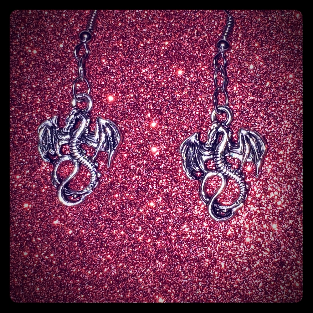 Medieval Goth Baby Dragons Earrings